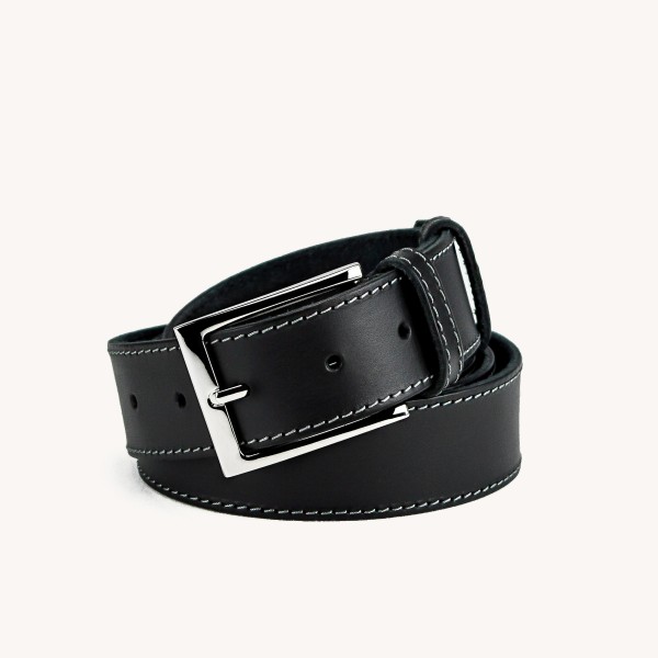 Cintura con cuciture in vero cuoio colore nero -  Veryposh