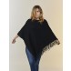 Poncho con frange colore nero-2